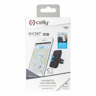 Celly Magnetische Telefoonhouder Ghost Vent XL Zwart in verpakking