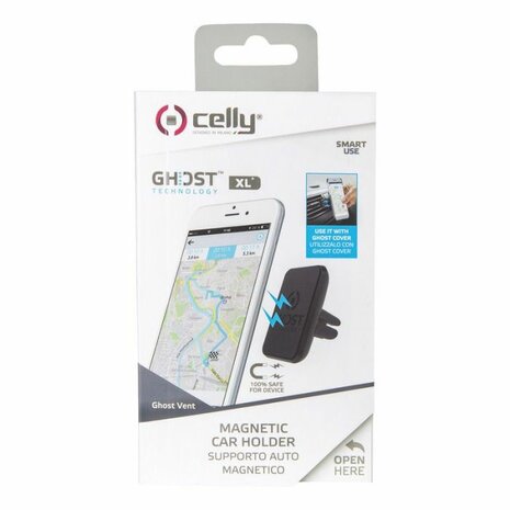 Celly Magnetische Telefoonhouder Ghost Vent XL Zwart in verpakking